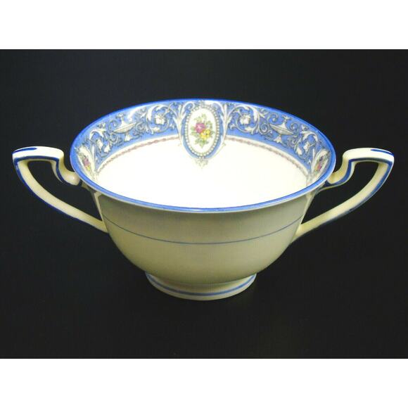 Royal Worcester PORTIA 1922 CREAM SOUP CUP BOWL Double Handle Fruit Cameo Scroll - Picture 9 of 9